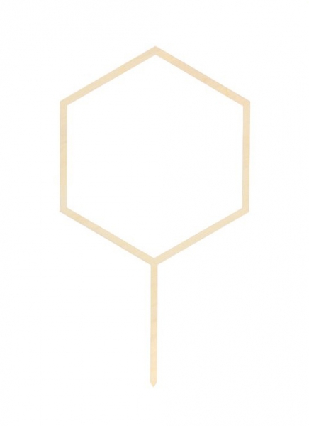 Cake Topper - Wooden Hexagon 13cm